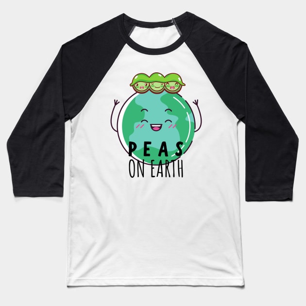 Peas on Earth Baseball T-Shirt by Random Prints